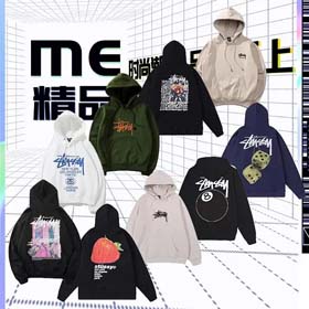Stussy European and American style high street personality fashion loose sweater hoodie plus velvet jacket boutique sweater-2450