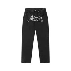 American high street hip hop flying dog print straight jeans for men-2497