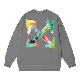 Off white Men's arrow graffiti print crew neck sweatshirt-2521
