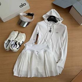 ALO Cheerleading Basketball Babes Simple outdoor quick-drying sports casual hooded jacket for women slim fit pleated skirt suit-2580